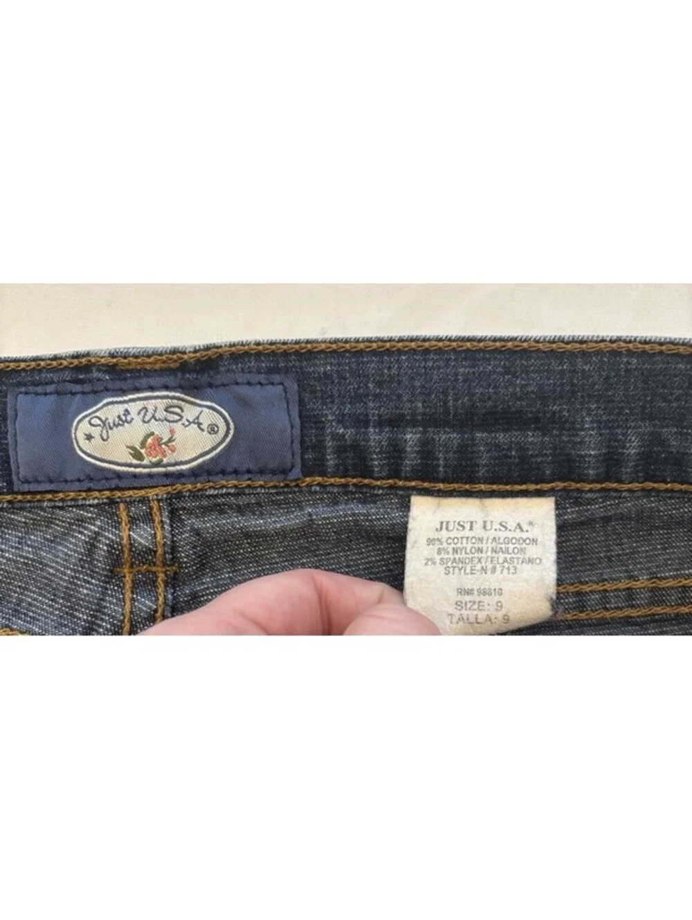Vintage Dark Wash Front Pocket Just U.S.A. Bootcut Jeans Juniors Size 9